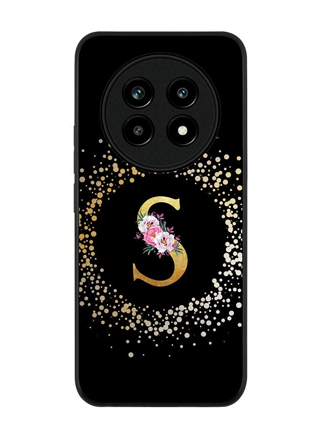 For Realme 13 Pro / 13 Pro+ Case,Slim fit Camera Protection, Shockproof Thin Phone cover  - Custom Monogram Floral - S ( Black )